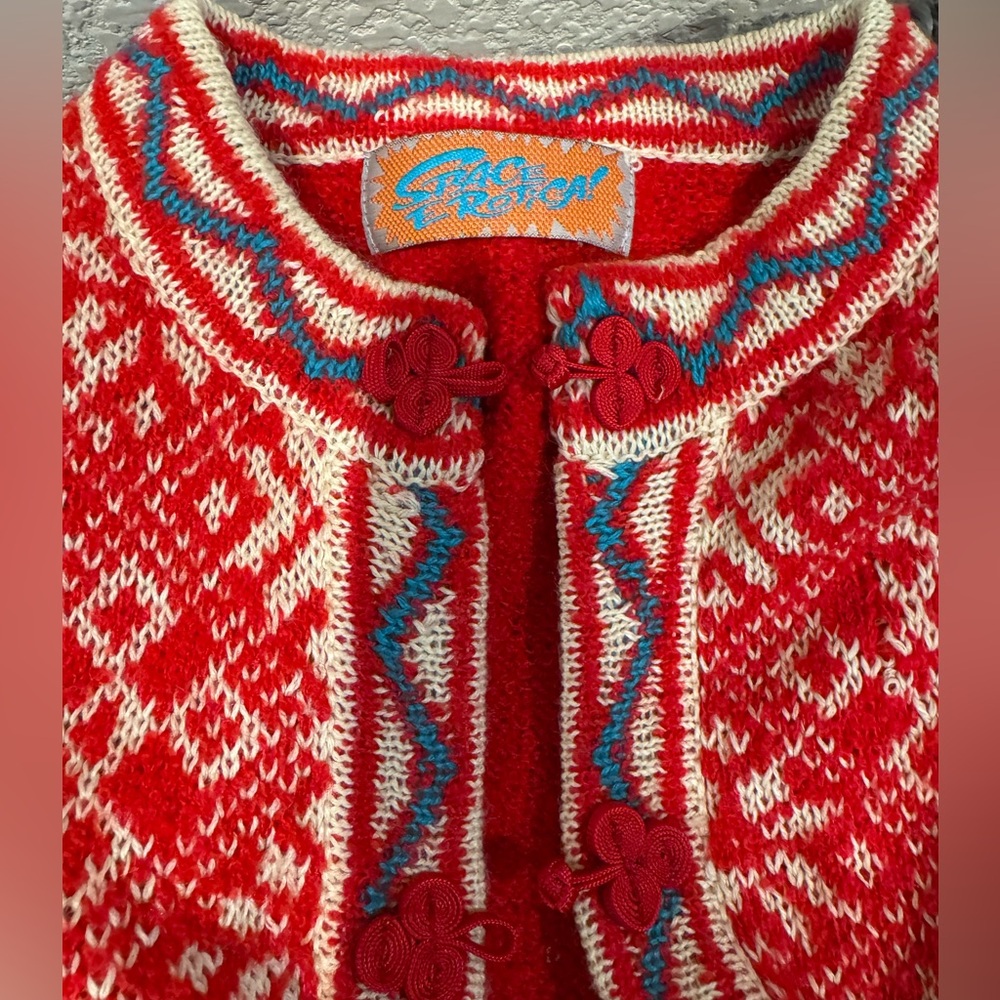 Red and White Light Weight Cardigan Sweater